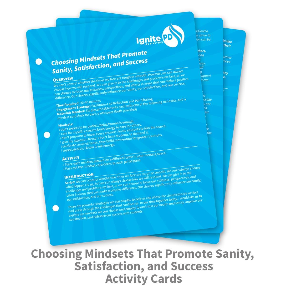 Choosing Mindsets That Promote Sanity, Satisfaction, and Success activity cards