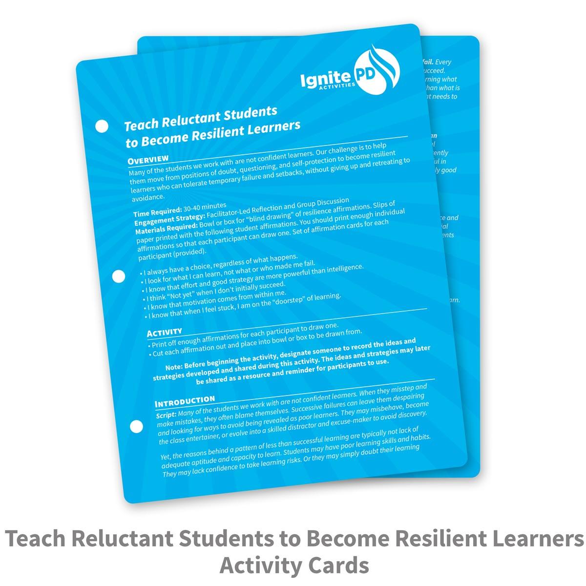 Teach Reluctant Students to Become Resilient Learners activity cards