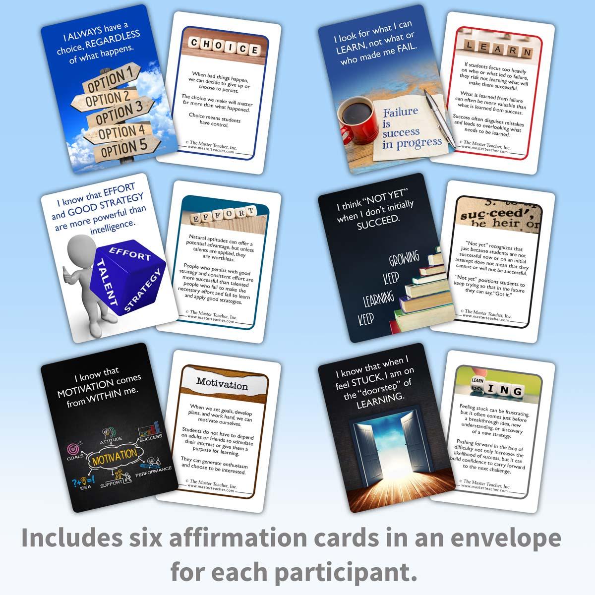 Teach Reluctant Students to Become Resilient Learners affirmation cards