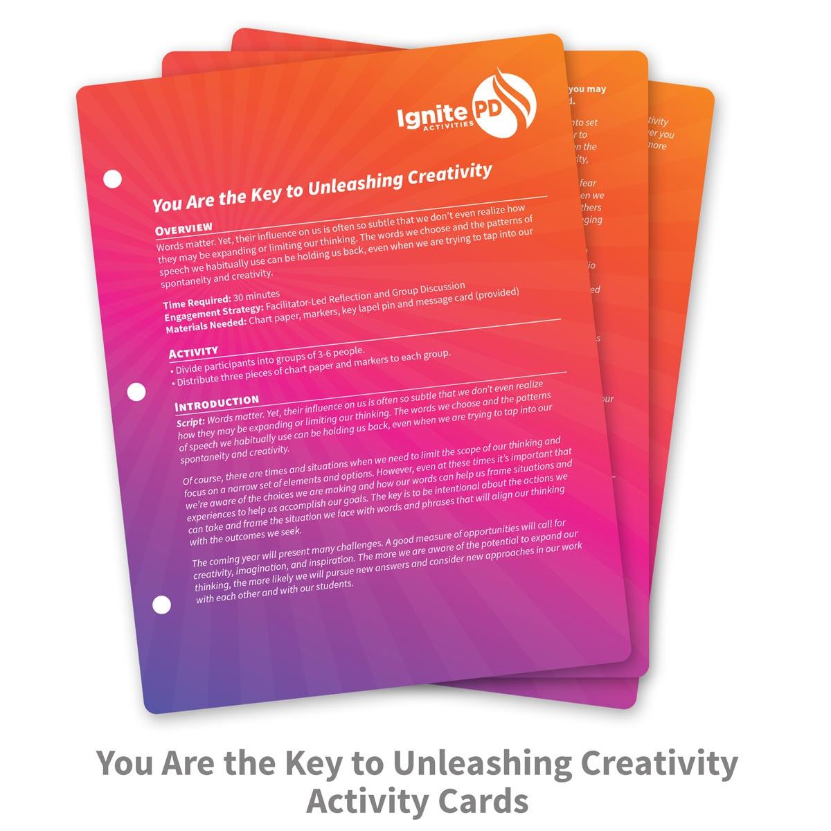 You Are the Key to Unleashing Creativity activity cards